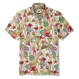 Men's Hawaiian Shirt Short Sleeve Button-down 100% Cotton Beige Aloha Ocean Reverie Style001