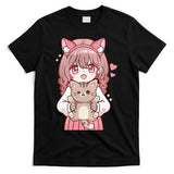 Anime Girl With Cat Kawaii Cat Lover Otaku T-Shirt