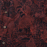 Men's Red Hawaiian Shirt Birds Print 100% Cotton Short Sleeve Button-down Shirt