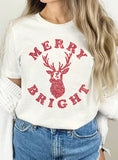 Merry and Bright - Glitter Print Tshirts