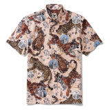 Men's Hawaiian Shirt Short Sleeve Button-down 100% Cotton Beige Aloha Wild Romance