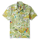 Men's Hawaiian Shirt Short Sleeve Camp Collar 100% Cotton Aloha Enchanting Jade Wilderness