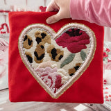 Faux Embroidered Floral Leopard Heart Tee Unisex T-shirt, Sweatshirt, Hoodie, Long Sleeve Tee