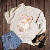 Boho Floral Santa Candy Canes Sweatshirt