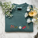 Embroidered Cottagecore Nature Frog Mushroom Tshirt Unisex T-shirt, Sweatshirt, Hoodie, Long Sleeve Tee