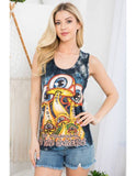 Mushroom Print Tie-Dye Tank Top (TH-1606)