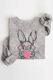 Happy Easter Rabbit Mineral Graphic Brushed Sweatshirts
