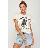 Hold Your Horses Vintage Graphic Crop Top Plus