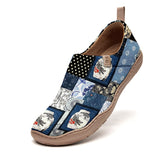 Yiume Women's Art Slip-On Casual Canvas Shoes Japanese Patchwork Painted,100% Cotton Blue Japanese-inspired Shirt