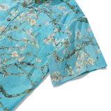 Men's Hawaiian Shirt Short Sleeve Button-down 100% Cotton Green Aloha Blossoming Almond