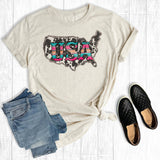 Serape Cow Print USA Unisex T-shirt, Sweatshirt, Hoodie, Long Sleeve Tee
