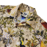 Men's Hawaiian Shirt Short Sleeve Camp Collar 100% Cotton Beige Aloha Paradise Found