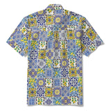 Men's Hawaiian Shirt Short Sleeve Button-down 100% Cotton White Aloha Dream of Palermo