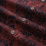 Men's Red Hawaiian Shirt Birds Print 100% Cotton Short Sleeve Button-down Shirt