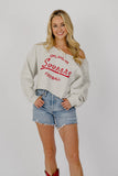 Ou Sooners Football Stencil Tie Off Shoulder Sweatshirt