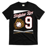 Birthday Boy 9 Party Cake Baseball Field Bat Catch Homerun T-Shirt