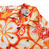 Yiume 1930s Vintage Floral Hawaiian Shirt Tikirob Designer Shirt Orange Camp Collar Tiki Shirt