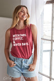 Weekends Coffee and River Days Mineral Graphic Tank Top