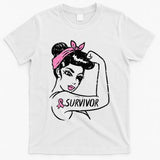 Breast Cancer Survivor Rosie Riveter Pink Awareness T-Shirt