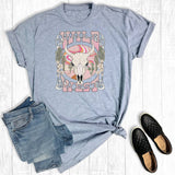 Western Wild West Cow Skull Graphic Tee