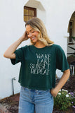 Wake Lake Sunset Repeat Cropped Mineral Graphic Top