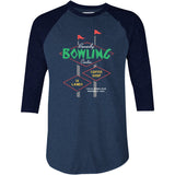 Beverly Bowl - Montebello, CA - Vintage Bowling Alley - 3/4 Sleeve Raglan T-Shirt