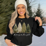Faux Yarn Merry & Bright Trees Sweatshirt Unisex T-shirt, Sweatshirt, Hoodie, Long Sleeve Tee