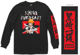 Bleach Ichigo Kurosaki Kanji Sleeves Officially Licensed Adult Long Sleeve T-Shirt