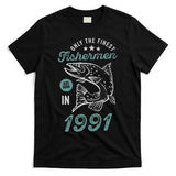 Born In 1991 30 Years Old Vintage 30th Birthday Fisherman T-Shirt