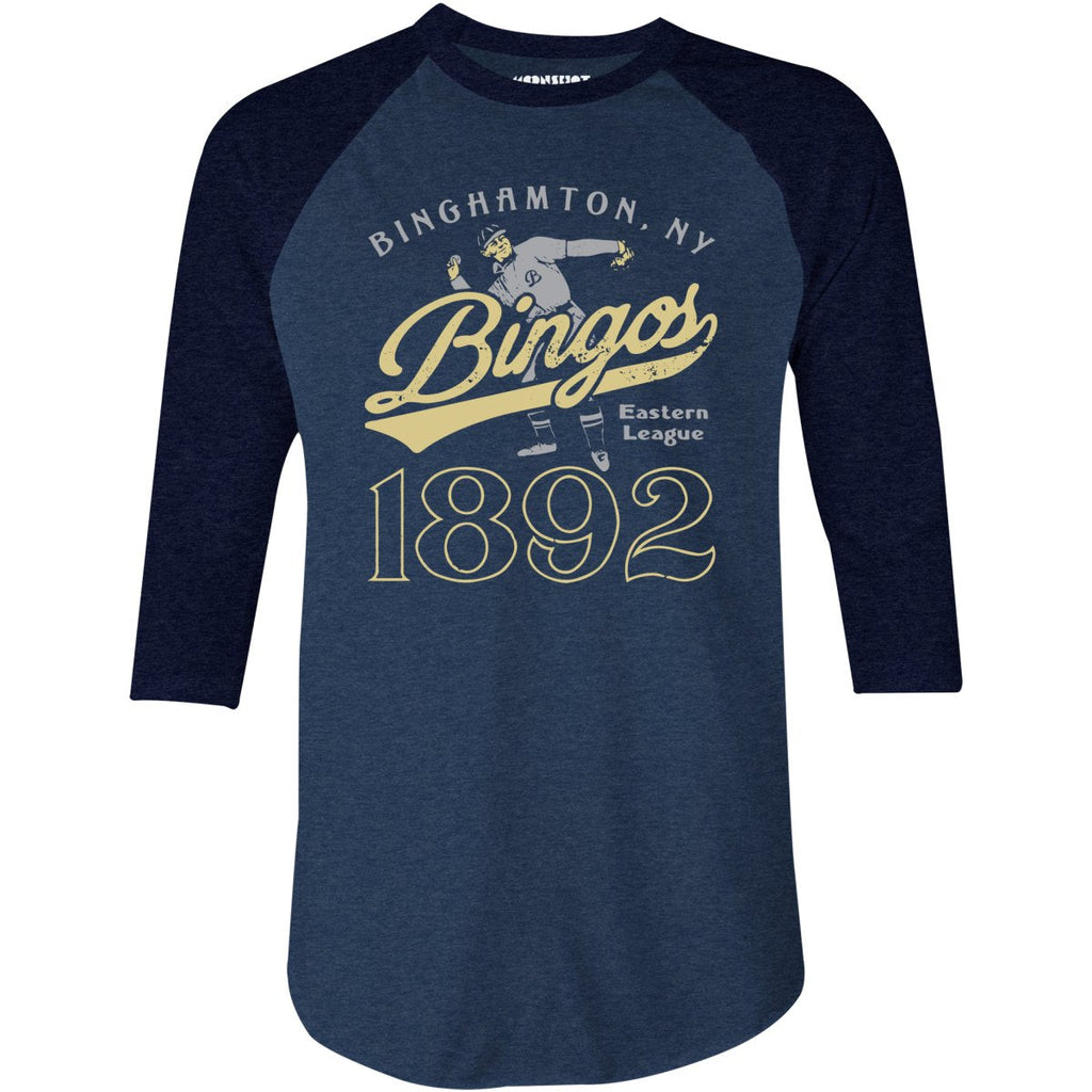 Binghamton Bingos - New York - Vintage Defunct Baseball Teams - 3/4 Sleeve Raglan T-Shirt