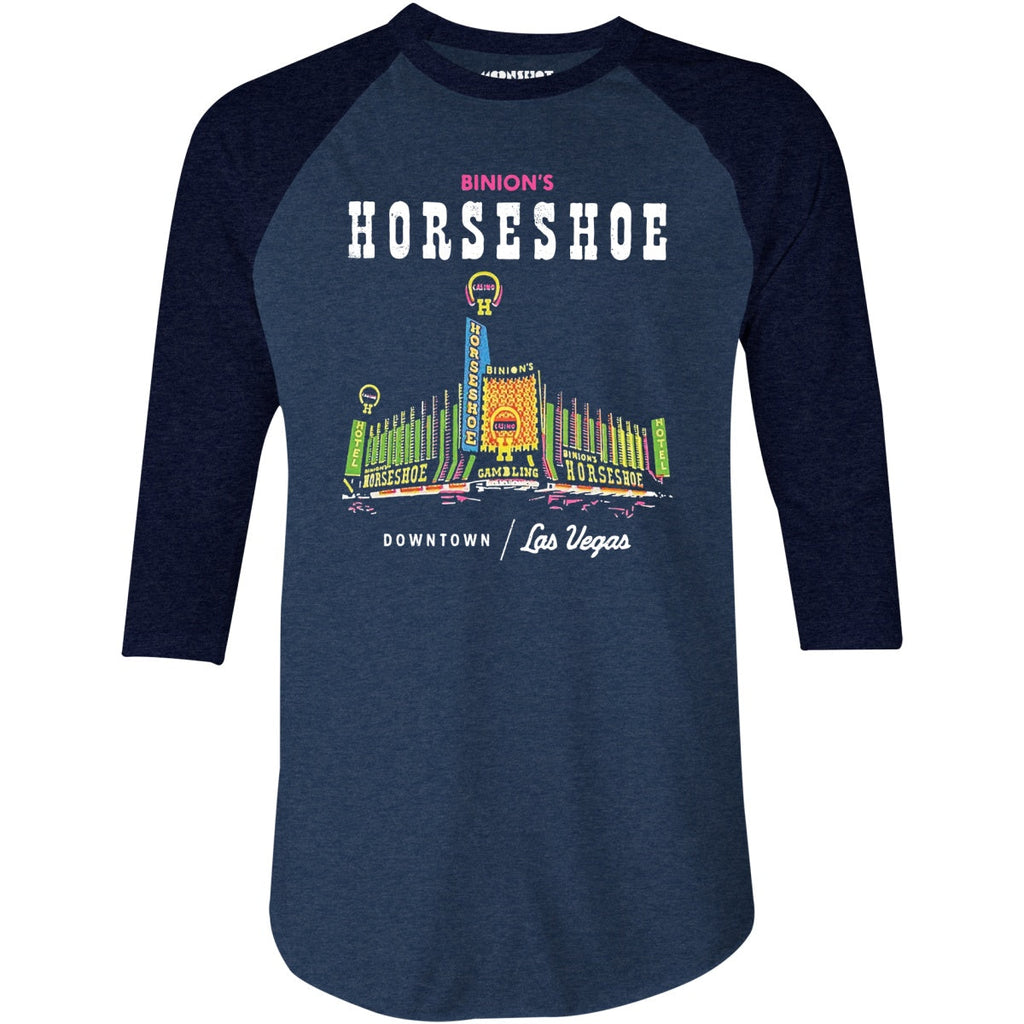 Binion's Horseshoe - Vintage Las Vegas - 3/4 Sleeve Raglan T-Shirt
