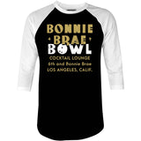 Bonnie Brae Bowl - Los Angeles, CA - Vintage Bowling Alley - 3/4 Sleeve Raglan T-Shirt