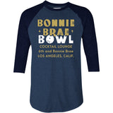 Bonnie Brae Bowl - Los Angeles, CA - Vintage Bowling Alley - 3/4 Sleeve Raglan T-Shirt