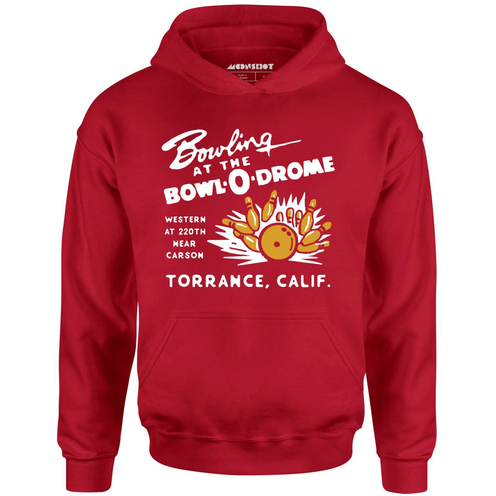 Bowl-o-Drome - Torrance, CA - Vintage Bowling Alley - Unisex Hoodie