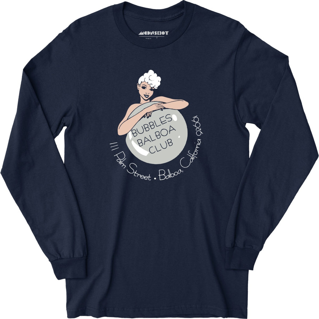 Bubbles Balboa Club - Newport Beach, CA - Vintage Restaurant - Long Sleeve T-Shirt