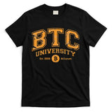 BTC University To The Moon Funny Distressed Bitcoin College T-Shirt