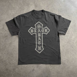 BLACK SABATH CROSS LOGO HEAVYWEIGHT BLACK T-SHIRT