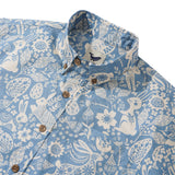 Easter Day Men's Hawaiian Shirt Short Sleeve Button-down 100% Cotton Blue Aloha Spring Revival