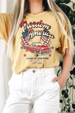 Freedom America Car Mineral Graphic Long Crop Top