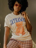 Ku Jayhawks Basketball Bear Off White Thrifted Tee