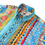Men's Hawaiian Shirt Short Sleeve Button-down 100% Cotton Blue Aloha Geo Flow