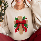 Faux Yarn Christmas Cross Sweatshirt