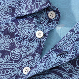 Men's Hawaiian Traces of Time Print Short Sleeve Polo Shirt - BLUE Traces Of Time - Blue