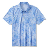 Men's Hawaiian Polo Shirt Short Sleeve 83% Recycled polyester 17% Spandex Blue Aloha Tropical Dream