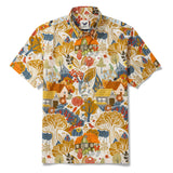 Men's Hawaiian Shirt Short Sleeve Button-down 100% Cotton Brown Aloha Afternoon Plains