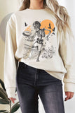 Spooky Skeleton Football Puff Graphic Terry Sweatshirts