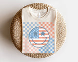 America Checkered Flag Happy Face Tee