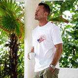 Hawaiian Tee Shirt Short Sleeve 100% Cotton Blue Aloha Starlight Elegance T-Shirt