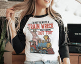I'm Not Always A Train Wreck Funny Retro Baseball Raglan