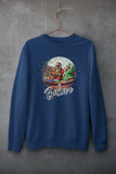 Santa Squatch & Elves in Workshop Snow Globe Sweatshirt